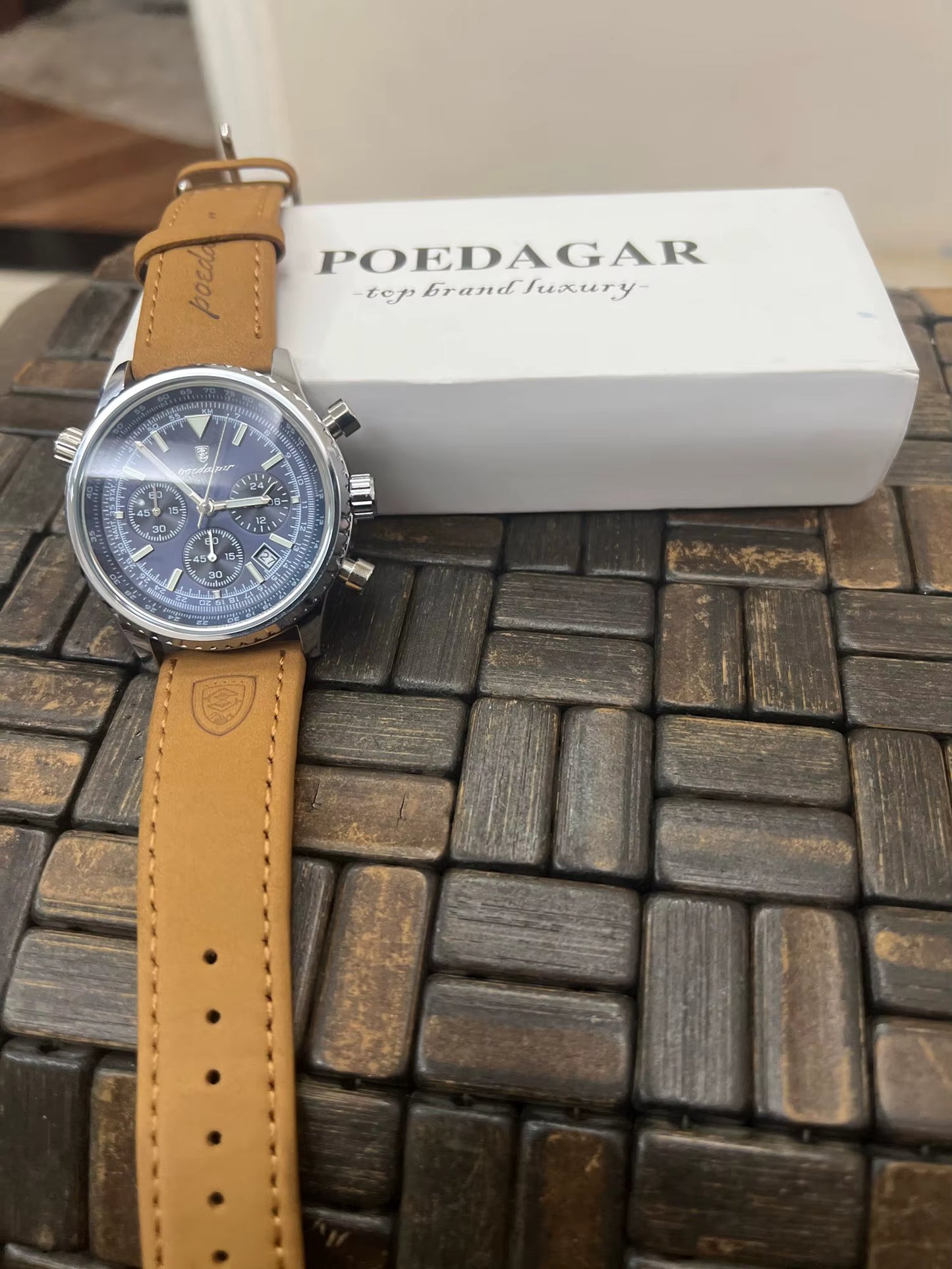 Montre Luxe POEDAGAR Chrono Cuir